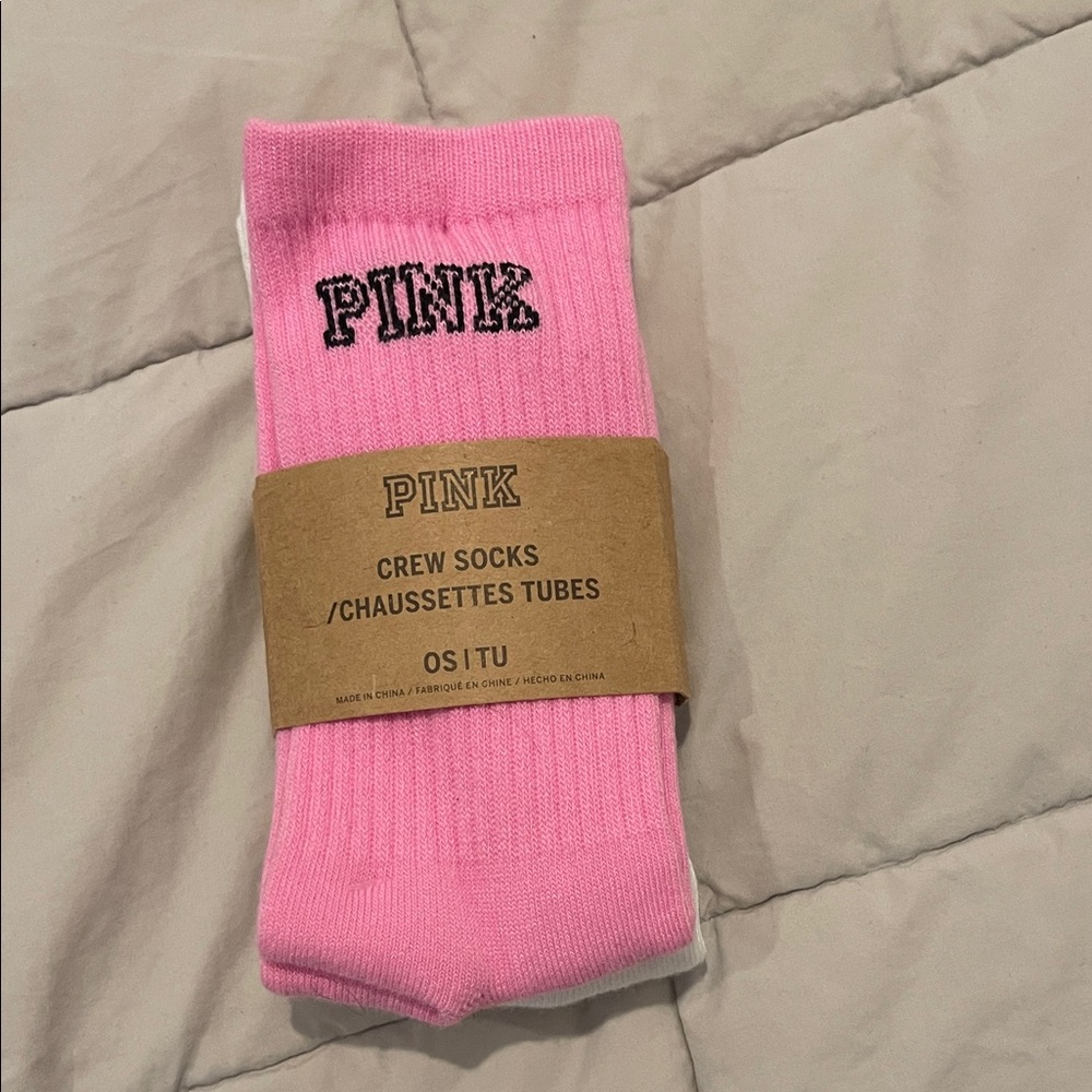 PINK Victoria's Secret Light Pink Crew Socks NWT